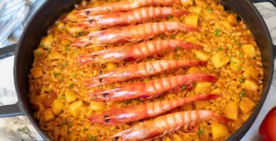 arroz con sepia y gambas