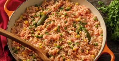 arroz rojo cocido y listo