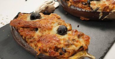berenjenas rellenas de atun y champinones