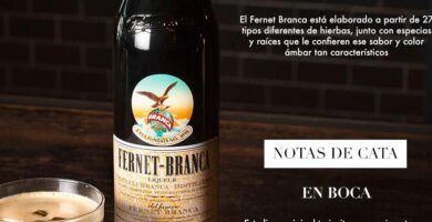 botella de fernet y sus ingredientes