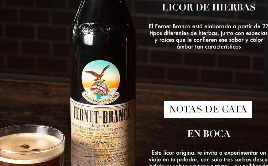 botella de fernet y sus ingredientes