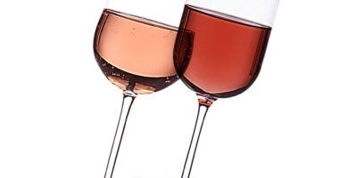 botellas de vino rosado y clarete