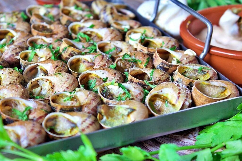 caracoles a la llauna preparados