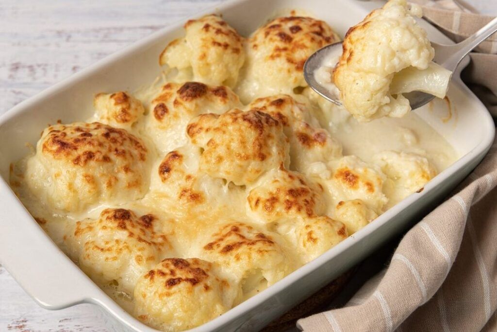 coliflor al horno dorada con bechamel