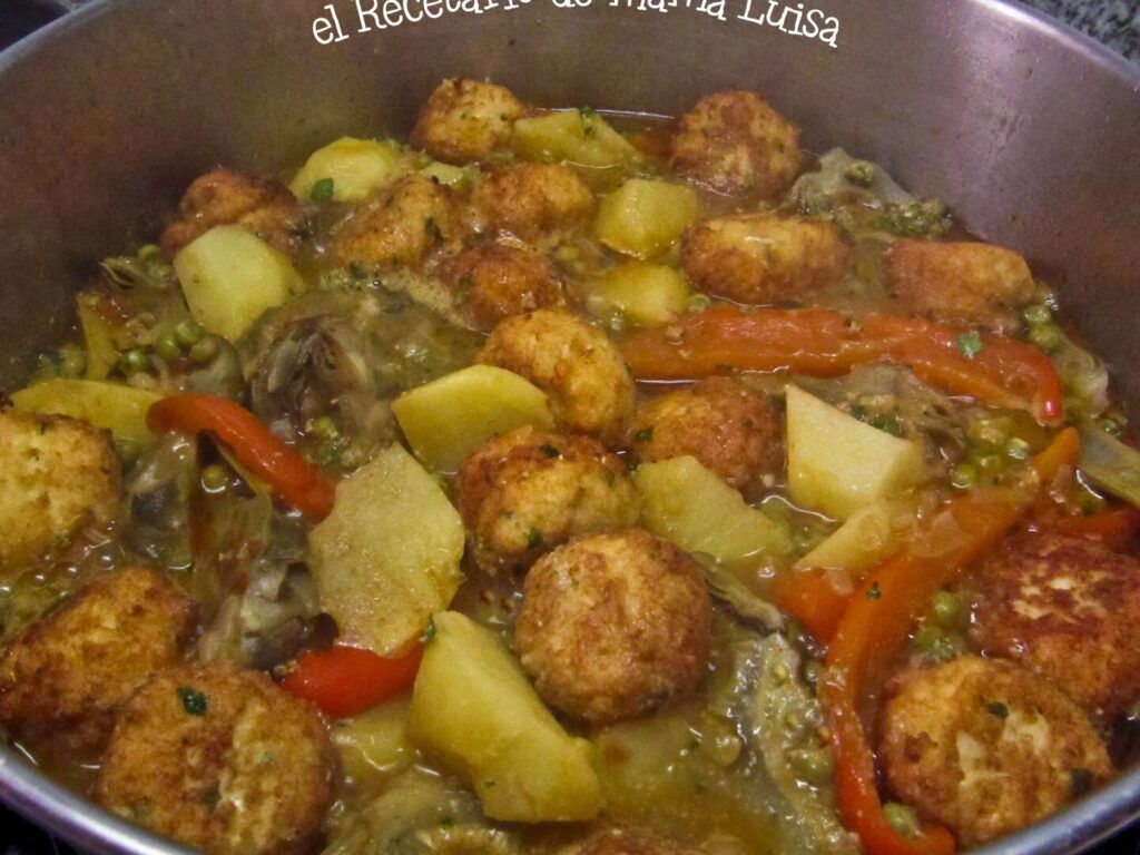 guiso de albondigas de bacalao
