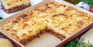 pastel de carne picada y pure de patatas