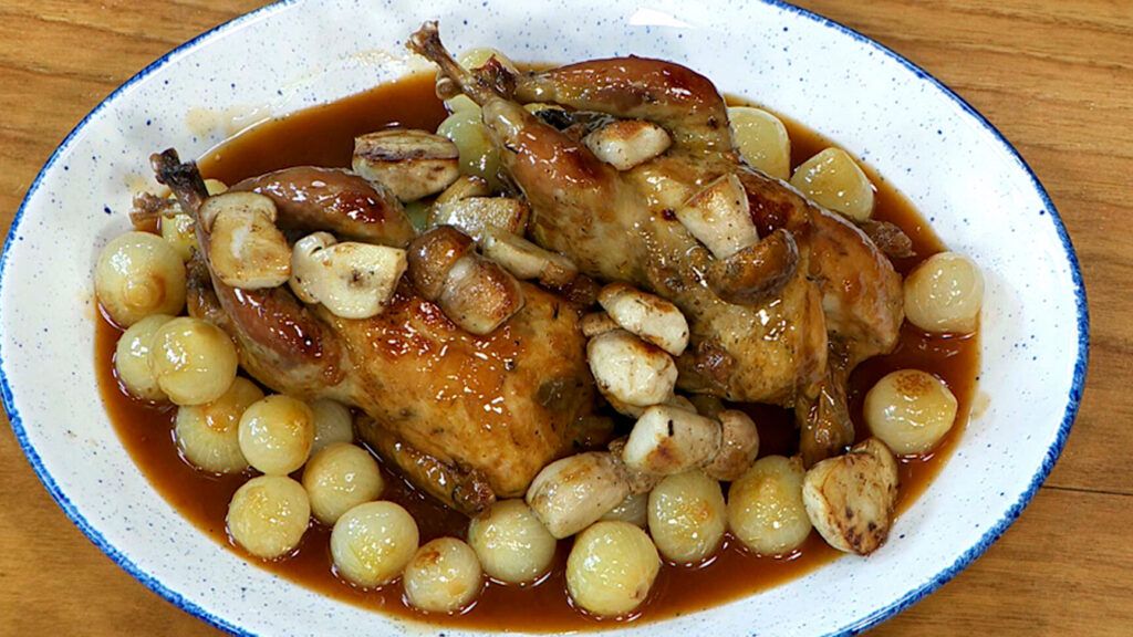 perdiz en salsa cazadora