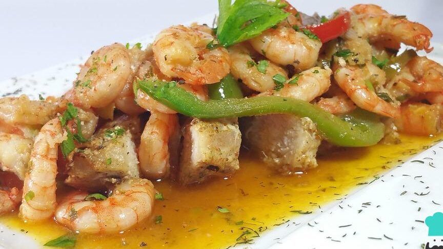 pollo con langostinos